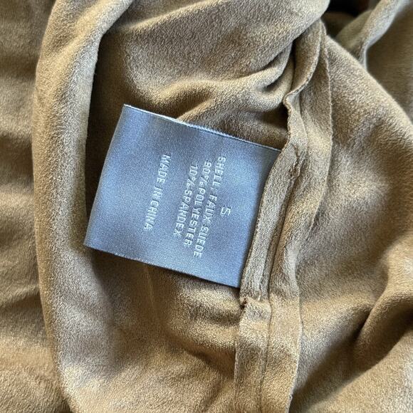 Bagatelle Faux Suede Open Front Drape Jacket Camel Brown Soft Stretch Sz S - Picture 4 of 5